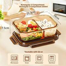 High Borosilicate Glass Lunch Box, Microwave , Suitable For Office Workers' Rice Lunch Box Bowl Food Storage Container, Separable Bento Box - Multicolor - View 8