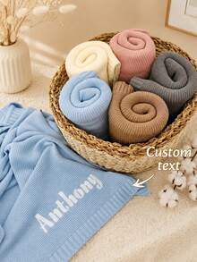 Personalized Knitted Blanket With Custom Name, Throw For Sofa And Bedroom Decor, Christmas Gift For Parents And Grandparents - 80*100cm - View 1