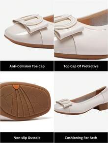 CAMEL CROWN Women's Casual Shoes, Soft Comfortable Thick Sole Mary Jane Commuter Shoes - Beige/white - View 5