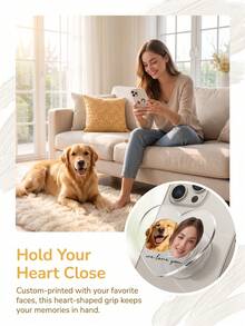 1pc Custom Photo And Text Phone Grip,Personalized Phone Stand Gift For Mom, Dad,Custom Phone Accessory - Multicolor - View 2
