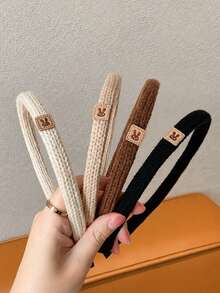 4件組女孩針織兔耳髮箍，秋冬百搭日常髮飾 - 彩色 - 查看 2
