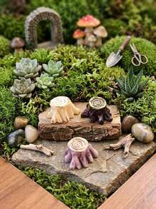 3pcs Resin Mini Tree Stump Fish Tank Decor, Aquarium Decoration Accessories, Mini Tree Trunk Ornaments, Suitable For Fairy Garden, Dollhouse And Photography Props - A - View 1