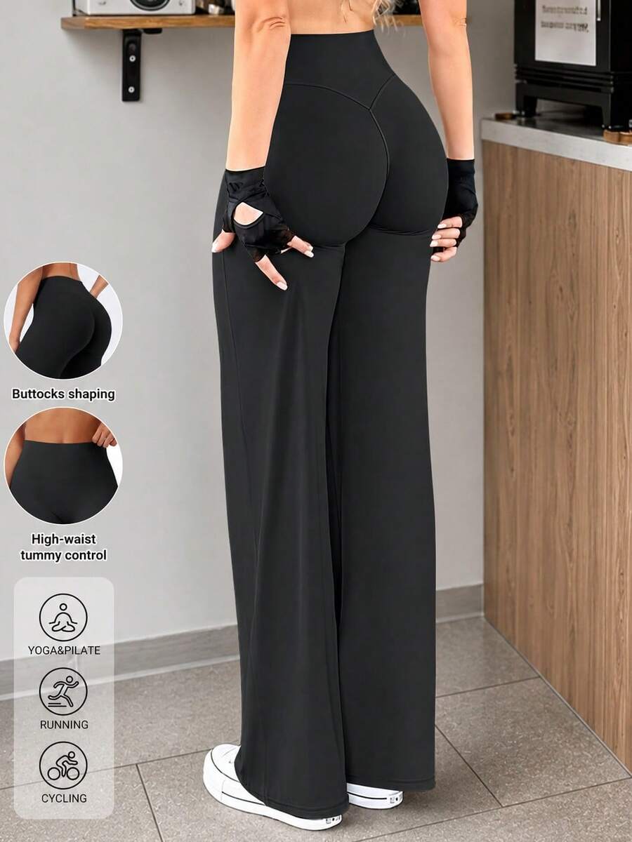 YEOREO Womens No Front Seam Straight Leggings 31.5" High Waist Buttery Eddiy Gym Yoga Pants Winter Leggings For Women Fall Straight Leg Workout Leggings - 黑色 - 查看 1