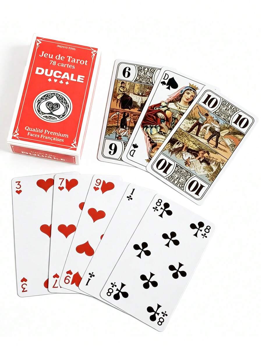 1 Kotak Tarot Prancis, 78 Kartu, Set Kartu Klasik, Cocok untuk Malam Permainan Keluarga, Permainan Papan Pesta, Buatan Prancis