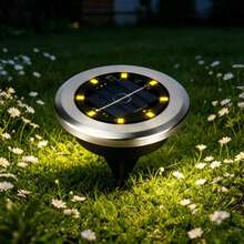 1PC Solar Disc Ground Light, Stainless Steel Shade Warm White LED In-Ground Light, Auto Light Sensor Outdoor Landscape Lamp For Garden, Lawn, Pathway, Driveway, Yard And Stairs - Solar Ground Lights Warm White - View 11