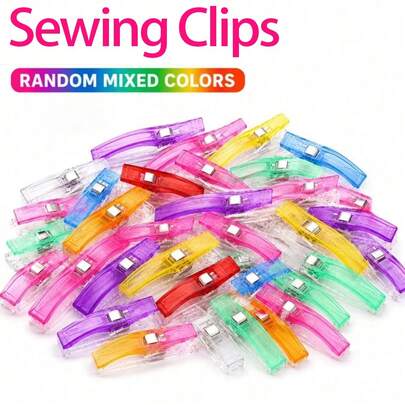 Clips de costura de plástico transparente de colores mixtos, clips de costura grandes, clips multicolores de uso múltiple, clips de plástico de patchwork multicolor, adecuados para proyectos de costura, creación de ropa, unión de telas, patchwork, manualidades, suministros y accesorios de costura, opción ideal para entusiastas de las manualidades