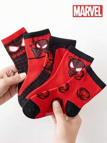 1/5/10 Pairs Disney Street Style Funny Kids Mid-Calf Socks Halloween Christmas Cartoon Autumn/Winter Spider-Man - Multicolor - View 4