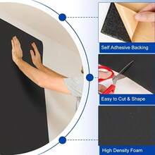 [1 Roll]High Density Self-Adhesive Soundproofing Foam, Acoustic Noise Reduction & Vibration Dampening Pad, DIY Audio Room Recording Studio, Back Adhesive Foam Board, Easy To Cut, Multi-Purpose - Multicolor - View 9