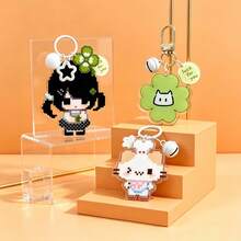 10pcs/Original Pixel Style Acrylic Keychain Cute Cartoon Girl Heart Bag Charm Student Gift Hanging Decoration Multiple Styles Available - Multicolor - View 2