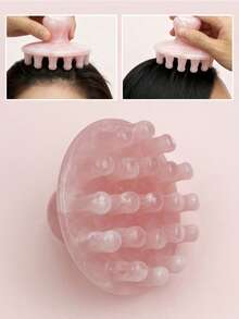 INYUSUN 1pc Resin Material Large Round Head Massage Comb, Portable Practical Scalp Relaxing Tool - Baby Pink - View 1