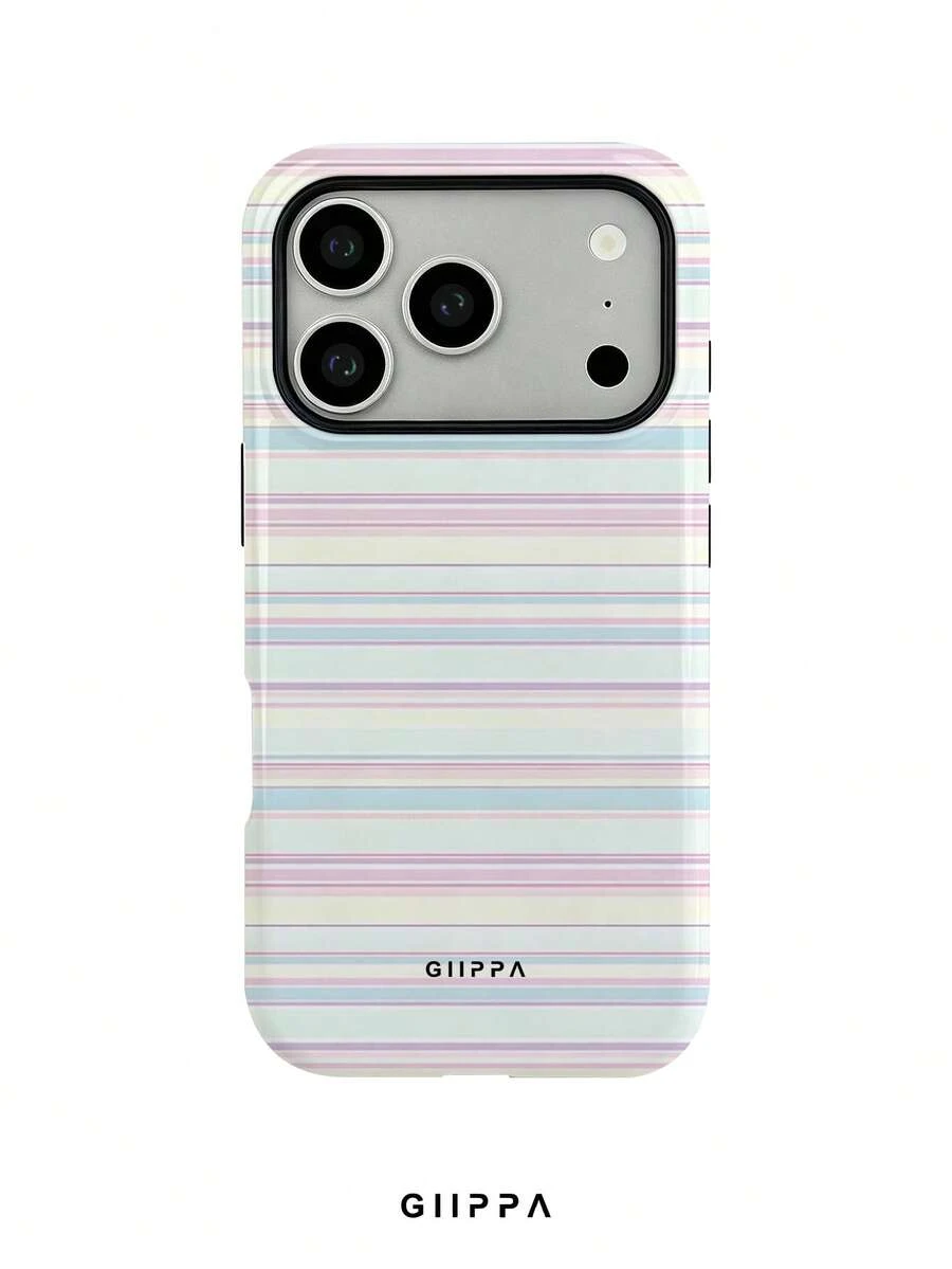 GIIPPA 1pc Pink Tone Horizontal Stripe Mixed Pattern Design, Phone 17 Pro Max Phone Case, Compatible With Phone 16 Pro Max, 15 Pro Max, 14 Pro Max, Korean Style High-End Fashion Fun Phone Case, Suitable For 11/12/13/14/15/16 Pro Max Plus, Elegant Design For Men And Women, Perfect Gift For Girlfriend On Christmas, Valentine's Day, Easter, Wedding Season And Birthday! - Multicolor - View 1