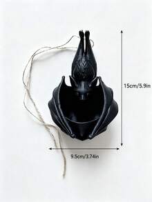 1pc Bat Shaped Hanging Planter, Hanging Bat Planter, Halloween Gothic Hanging Planter Rack Home Decor, Black Bat Flower Basket Vase Garden Hanging Basket, Suitable For Succulents, Vine Plants, Indoor And Outdoor Decoration, Living Room, Patio Or Office Desk Decoration, Great Gift For Plant Lovers, Gothic Room Decor Enthusiasts, Collectors And Gardening Hobbyists, Halloween Decoration, Halloween, Halloween Home Decor, Room Decoration - Counterfeit - View 3