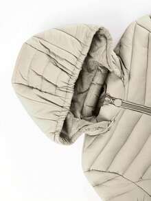 Giolshon Women's Minimalist Hooded Padded Coat With Pockets, Puffer Jacket For Autumn/Winter - Beige - View 7