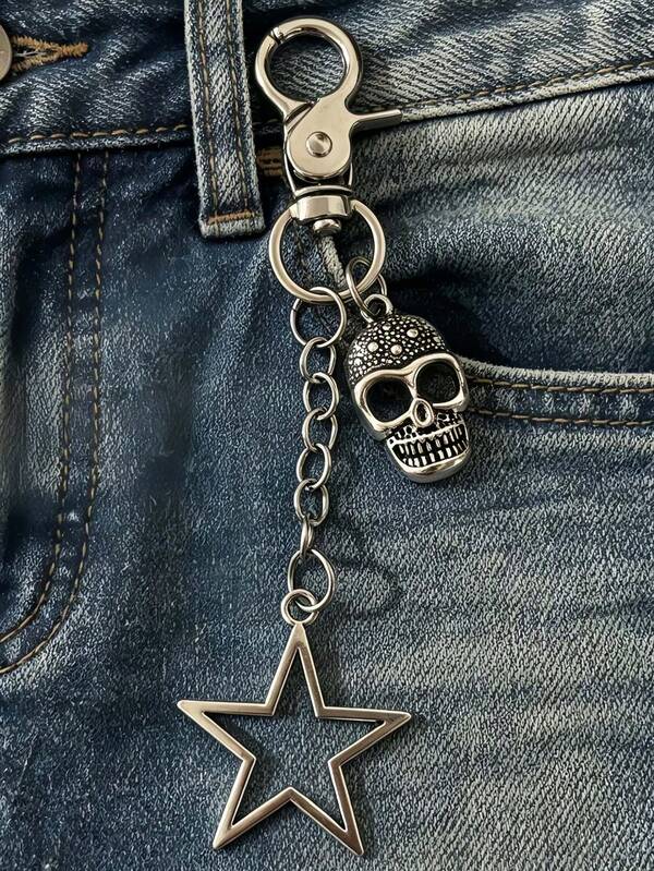 1PC Halloween Punk Skull Hanging Chain, Decor Ornament For Keychains, Backpacks And Hip-Hop Jeans