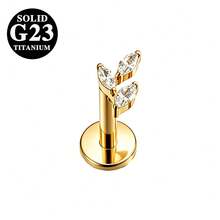 1pc Titanium Alloy Zirconia Horse Eye Lip Stud Inner Thread CZ Small/Medium/Large Flower Shaped Lip Stud Cartilage Flat Stud Ear Jewelry For Women - As Shown In Figure 2 - View 10