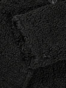 SOLOCOTE Mantel Panjang Bulu Domba Hitam untuk Anak Perempuan, Jaket Hangat Berkerah Kancing Tunggal, Gaya Jalanan Eropa Minimalis dan Serbaguna, Musim Gugur/Dingin - Hitam - View 5