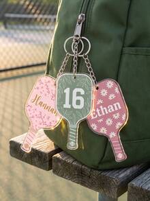 1pc Custom Text Pickleball Paddle Shape Keychain, Personalized Cute Sport Accessory Bag Tag Gift For Pickleball Player, Tournament Souvenir - Multicolor - View 4