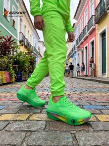 EDIXIM Men's Summer New Mesh Road Running Shoes, Casual Commute Sports Shoes, Breathable, Lightweight, Shock-Absorbing, Soft Sole - Green - View 6