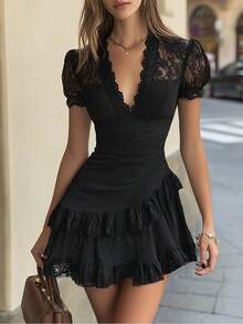 Women Short Dresses - Black - View 4