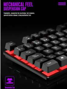 T-WOLF Keyboard Gaming Berkabel USB dengan Lampu Latar dan Tutup Tombol Mengambang, Nuansa Mekanik, Lampu LED, untuk PC - View 8