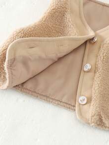 Baby Girl Autumn/Winter 3 Pieces Set, Plush Vest, Long Sleeve Base Layer, Denim Wide Leg Pants, Medium Thick, Cute Casual - Apricot - View 8