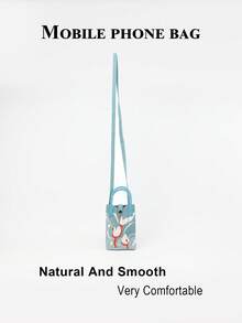 Bolso de teléfono de punto con diseño de animales de dibujos animados para mujer, bolso de mano mini, bolso cruzado, múltiples patrones disponibles, bolsa de compras, bolsa de regalo para vacaciones, adecuado para todas las estaciones - Multicolor - Ver 9