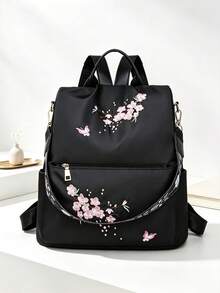 Classic Versatile Embroidered Backpack With Multiple Pockets, Casual Style Adjustable Shoulder Straps, Suitable For Travel, Students And Daily Use Fashion Commuter Bag - Multicolor - View 1