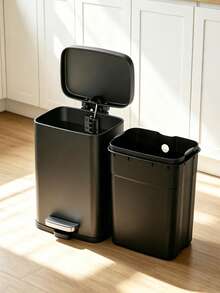 5L Metal Square Pedal Trash Can With Soft-Close Lid, Stainless Steel Luxury Household Living Room Bedroom Kitchen Garbage Bin, Quiet Pedal-Operated Indoor Trash Can With Removable Inner Bucket - View 9