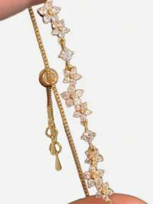 Shiny Cherry Blossom Bracelet, Small Flower Series, With Decoration - Multi-Functional High-End Accessory From Ins-Inspired Niche Collection - Gold - View 4