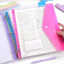 10pcs A4 Large Capacity Loose Leaf Binders, With 11-Hole Ring Binder, Made Of Modern PP Material, Expandable Button And Label Pocket, Suitable For School, Home, Office, Attendance, Travel - Portable Design, Back To School, Learning Supplies - Sets - View 2