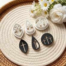 3Pcs Boho Hollow Cross Clay Cutting Molds Religious Symbol Polymer Clay Tools For DIY Handmade Earrings Charms Jewelry Crafts - 3-pack - View 2