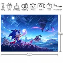 Sonic Starry Night Fantasy Backdrop, Shooting Star Otherworld Landscape, Boy Game Theme Party Wall Photo Decoration - Multicolor - View 13