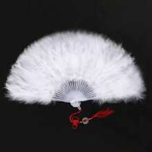 1pc 20s Vintage Folding Feather Fan, Suitable For Costumes, Dance Performances, Tea Parties, Weddings, And Decorations - Multicolor - View 23