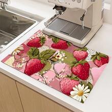 (Hot !!) 1pc Strawberry Pattern, 2D Printed Flat Stove Protector Mat, Rubber Non-Slip Heat-Resistant Stove Cover Pad, Suitable For Induction Cooktop, Glass Stove, Multi-Function Scratch-Resistant Mat, Best Choice For Oven, Washing Machine, Dryer, Kitchen Decoration - Multicolor - View 4