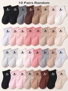 5/10/20 Pairs Random Style Sports Mid-Calf Socks, Neutral Earth Tone, Toddler Socks, Baby Baptism Gift, Halloween Socks, Newborn Essentials, Autumn Socks - Multicolor - View 19