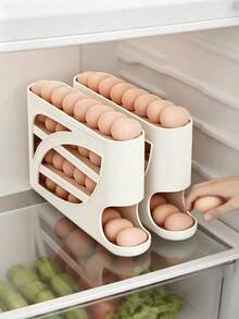Kitchen Egg Storage Box, Refrigerator Side Door Organizer, 3-Tier Egg Holder, Food Storage Container - Multicolor - View 1