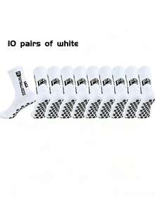 1/3/6 Pairs Men & Unisex Football/Soccer Mid-Calf Socks, Slip-Resistant, Durable, Comfortable Sports Socks For Daily Training, Fall Socks - Black and White - View 23