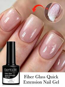 LILY'CUTE 7ml Clear Fiber Glass Fast Extension Nail Gel, Includes Nail Mold And Nail File, Can Shape Apex, Reinforce Nails, Self-Leveling, Fill Gaps And Seal Uneven Surfaces, Requires LED Light Curing, Suitable For Home And Salon Nail Care - Clear - View 7