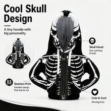 Halloween Skeleton Car Gear Shift Cover, Cute Hoodie Style, Black And White Dual Color, Universal Fit Protective Gear Knob - Skull Shifter Decoration Sleeve - View 3