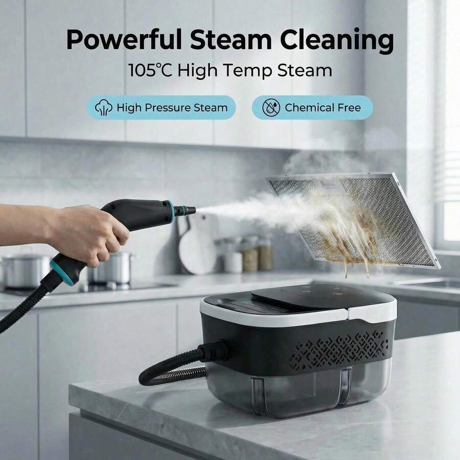 4bar High Pressure Deep Cleaning 1500W High Power Steam Cleaner 1.6L Water Tank Easy To Clean 15s Quick Steam High Temperature Cleaning Machine Multi-Function Home Cleaning Tool Suitable For Kitchen Grease, Bathroom Stains And Home Surfaces Multi-Function Interchangeable Nozzle Steam Cleaner - EU F Type Plug(220-240V) - View 1
