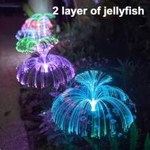 Whimsical Solar Powered Mushroom Shape LED Lights, Enchanted Forest Style Lamp, Waterproof Outdoor Decor For Lawn, Patio, Yard, Dreamy Garden Landscape Layout - Jellyfish - View 3