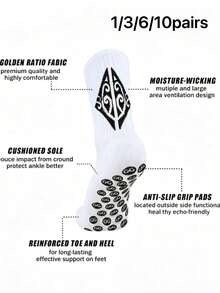 10 Pairs/6 Pairs/3 Pairs/1 Pair Men's Thick Sports Socks, Anti-Slip And Wear-Resistant, Suitable For Football, Basketball, Rugby, Cycling, Running And Other Sports, Also Suitable For Fitness And Autumn Wear - Multicolor - View 8