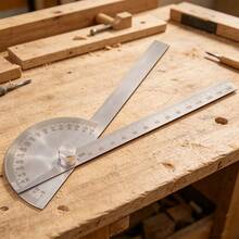 1pc Stainless Steel 180 Degree Adjustable Angle Protractor Ruler, Woodworking Angle Measuring Tool For Craftsman - A - View 2