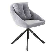 Grey Velvet Dining Chair Rotating Modern Seat For Kitchen And Dining Room - Grey - View 8