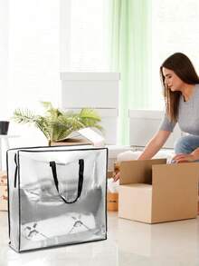 1pc Heavy-Duty Clear Wreath Storage Bag & Sturdy Moving Box Alternative Large Capacity Container With Zipper For Christmas Decorations, Seasonal Wreaths, Clothes, Bedding, Gift, Holiday Organizer, Home Storage Solution, Waterproof Protection Box - Multicolor - View 9