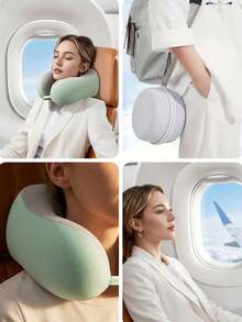 [2026] Bantal Leher Busa Memori Berbentuk U dengan Kotak Penyimpanan, Bantal Tidur Siang Portabel untuk Perjalanan, Bantal Penopang Leher Ringan dengan Daya Pantul Lambat - MultiWarna - View 3