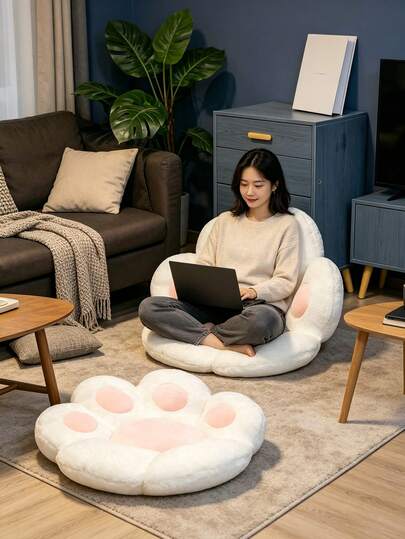 Cartoon Bear Paw Semi-Enclosed Seat Cushion, Office Chair Pad, Cat Paw Cushion, Home Decor Aesthetic Pillow, Living Room Decoration, Gaming Chair, Back To School
