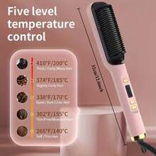 BLUTOOL Hair Straightener Brush, Fast Heating Ceramic Straightening Comb With 5 Temperature Settings, Anti-Scald , Portable Frizz-Free Straightening Brush For Women, Perfect For Home Salon Travel - US A Type Plug(110-127V) - View 3
