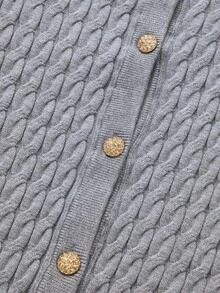 Top de punto casual y versátil con botones delanteros para mujer - Gris - Ver 4