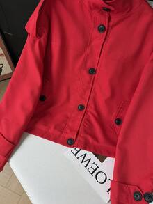 GMFP Women's Red Stand Collar Utility Short Jacket, Casual Commute Style Daily Shopping Commuting Independence Day World Cup Top - Red - View 10